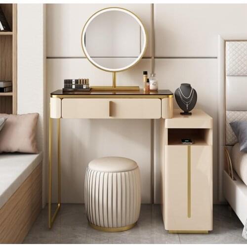 Bedroom net red ins wind modern glass dressing table mini nordic high-end light luxury dressing table