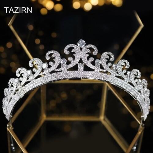 CZ Princess Kate Middleton Wedding Bridal Tiaras and Crowns Sparkly Cubic Zirconia Hair Jewelry Pageant Headpieces Headband
