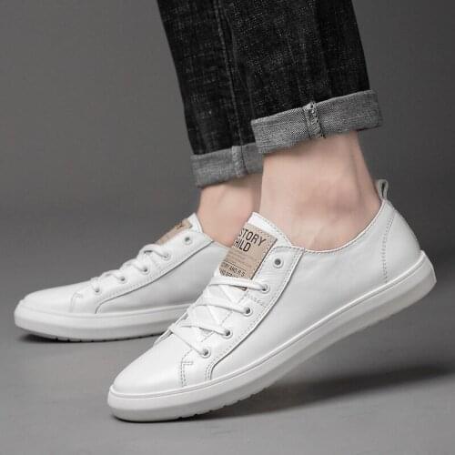 Men Shoes Zapatos De Hombre Spring Leisure Fashion Lace-Up genuine Leather Shoes Man Oxfords Black white Men Formal Shoes