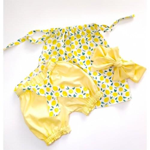 Baby girl Yellow Shorts Blouse Bandana Team