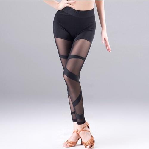 Women Latin Dance Pants Black Trousers Sports Fitness Clothes Cha Cha Rumba Samba Salsa Practice Latin Dance Costumes DQS4404