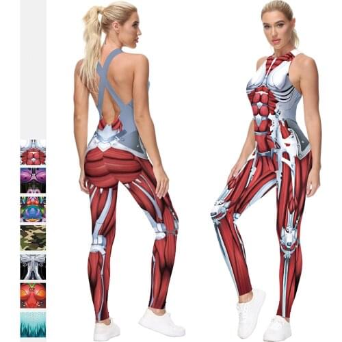2021 Summer Anime Cosplay Costume for Women 3D Printed Bodysuits Halloween Sleeveless Jumpsuits Fitness Romper Outfits for Party
