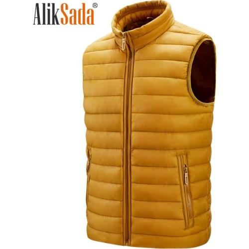 Aliksada 2021 Winter Mens Waistcoat Male Stand Collar Fashion Casual Warm Vest Men High Quality Sleeveless Jacket Outerwear