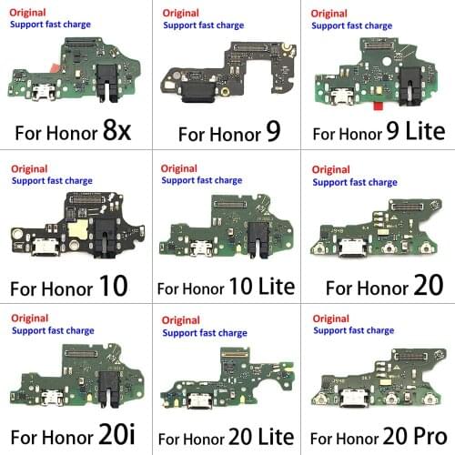 100% Original USB Charging Port Board Flex Cable Connector For Huawei Honor 8 9 10 20 Lite 8X 10 20 Pro 20i Replacement Parts