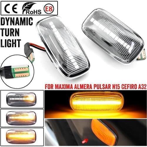 2pcs Dynamic Side Marker Repeater Light Turn Signal Lights Lamp For Nissan Maxima Almera for Pulsar N15 Cefiro A32 1995-2000
