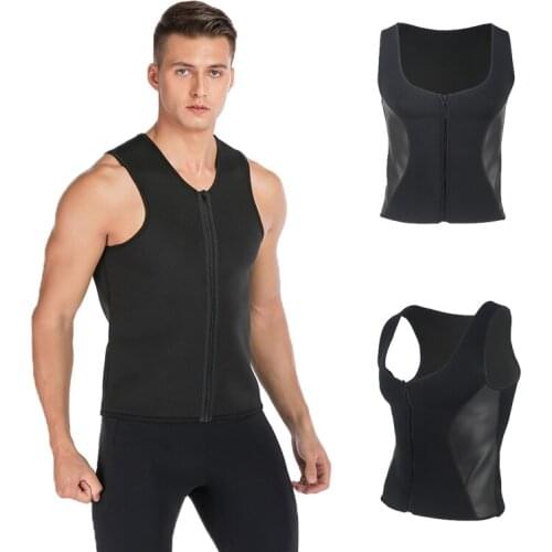 2019 Men Waist Slimming Belt Trainer Vest for Weightloss Hot Neoprene Corset Body Shaper Zipper Shapewear