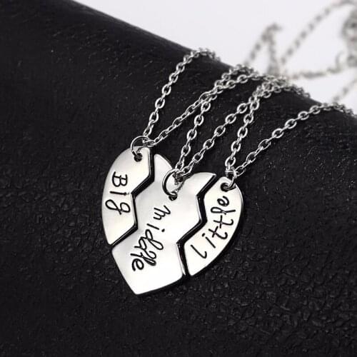 3PCS/Set BBF Necklace Broken Love Heart Pendant Big Middle Little Best FriendPendant For Women Unisex Jewelry Wholesale