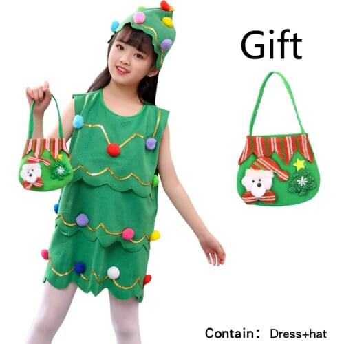 3pcs/Lots Santa Kids Costume With Hat Christmas Elf Santa Claus Cosplay Party Dress Christmas Party Props Cloth