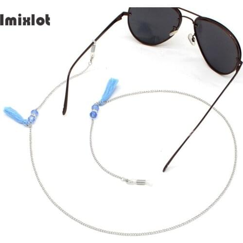 Fashion Womens Tassel Eyeglass Chains Sunglasses Necklace Crystal Beaded Glasses Chain Eyewears Cord Holder Neck Strap Rope
