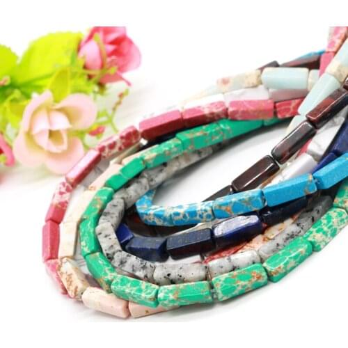1Stand 29-30pcs 12x4MM Colorful Rectangle Semi-precious Stone Jewelry Loose Beads for Jewelry Making Natural Stone Jewelry Beads