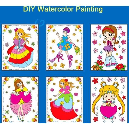 3D Art Painting Board Water Drawing Book Coloring Doodle With Pigment Brush Pen Educational Toys For Kids Birthday Gift