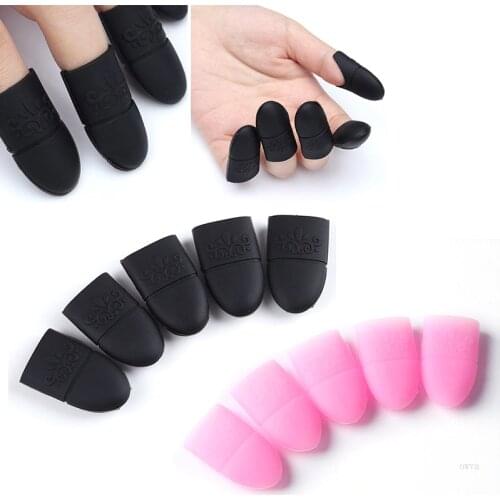 ELECOOL 5Pcs/Set Silicone Reusable Polish Remover Wrap Nail Art Soak Off Finger Cap Clip UV Gel Polish Remover Tips Tools TSLM2
