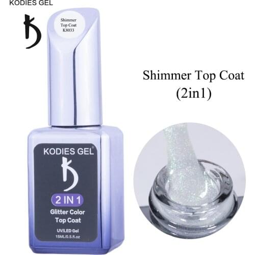 KODIES GEL Nail Gel Top Coat No Wipe Shimmer Shine UV Gel Varnish Sealing Function Polish 15ML Diamond Chrome Glitter Topcoat