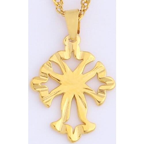 Cross Special Shape Pendant Gold Pendant Gift Copper Material Excellent Texture