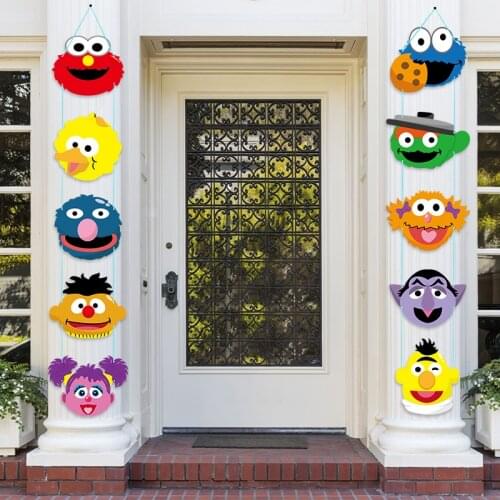 Sesame Party Decor Sesame Cutouts Door Sign Hanging Flags Banners for Outdoor Indoor Home Wall Decoration Party Supplies
