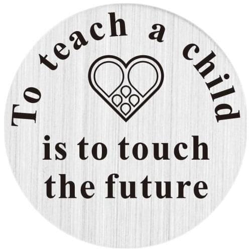 22mm Stainless Steel to teach a child is to touch the future Floating Living Memory Glass Locket Plate