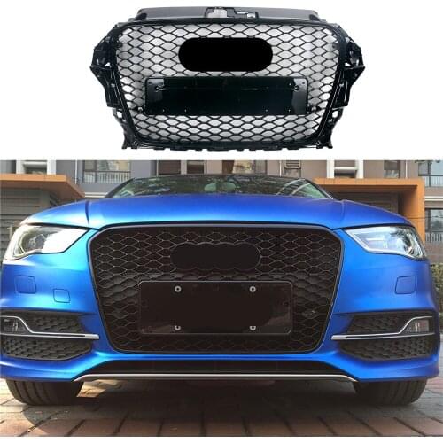 For A3 Racing Grills For A3 S3 8V 2014 2015 2016 Modified Front Bumper Mesh Cover Front Grill Grille For Trims