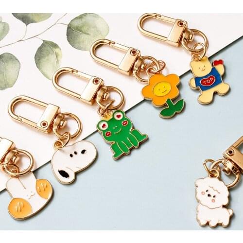 Cartoon Cute Rabbit Flower Bear Keychain For Women Trinket Keychains Ring Car Bag Pendant Charm Animal Key Ring Wholesale