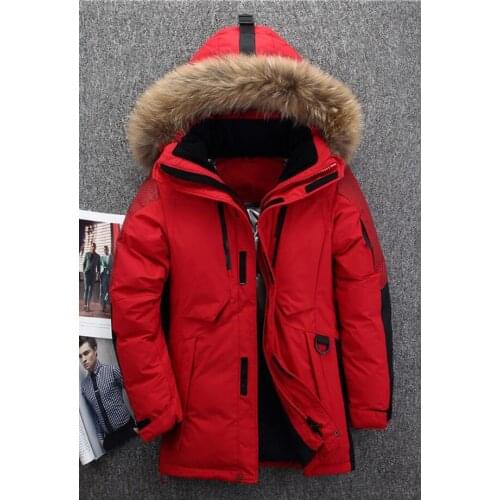 -40 degree cold resistant Russia winter jacket men top quality genuine fur collar thick warm white duck down mens winter coat