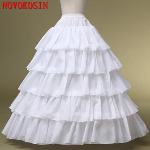 High Quality 4 Steel Ring 5 Ruffle Layers Wedding Dress Petticoat Big Circle Bridal Petticoat Elastic Band Waist Accessories