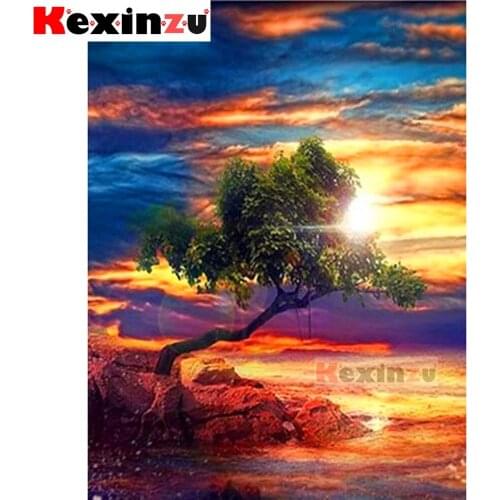 Full 5d Square/Round Diamond Painting-Sunset by the sea-Diamond Embroidery kit Cross Stitch Mosaic Full Picture Rhinestone Decor