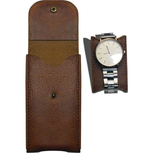 Durable Unisex Single Leather Watch Travel Pouch Wristwatch Storage Case Box