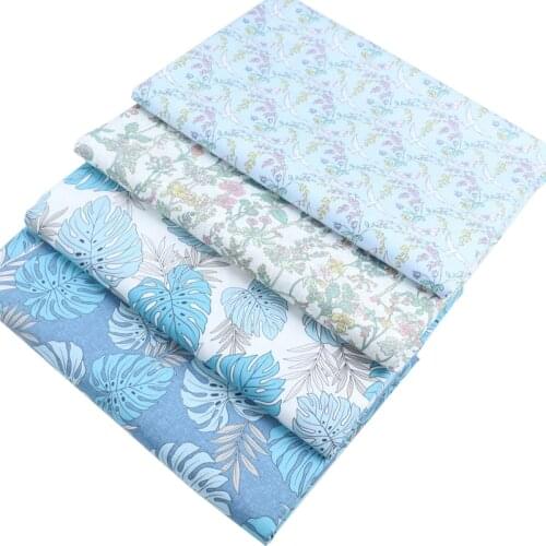 Syunss Diy Patchwork Cloth For Quilting Baby Cribs Cushions Dress Sewing Tissus Blue Leaf Flower Birds Cotton Fabric Tecido