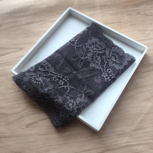 20cm wide Dark Grey Elastic Stretch Lace Trim wedding dress skirt lace trim