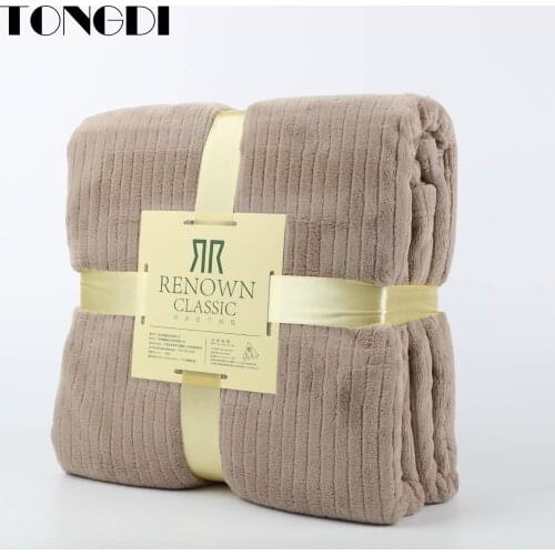 TONGDI Synthetic Rabbit Hair Raschel Blanket Thicken Soft Warm Fannel Fleece Luxury Decor Cover Sofa Bed Bedspread Winter Couch