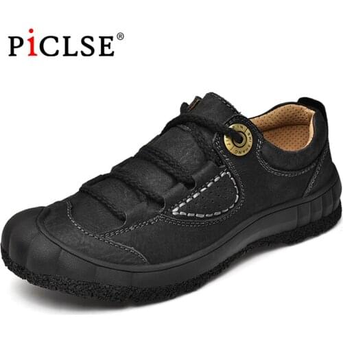 Genuine Leather Men Shoes Handmade Casual Leather Shoes men flats Outdoor hike shoes men Footwear zapatos de hombre