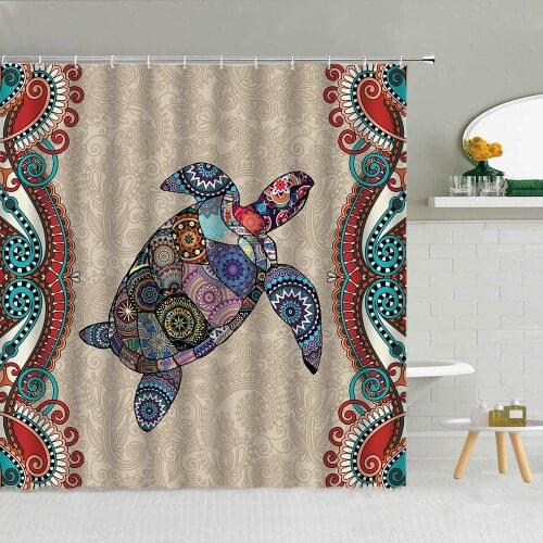 3D Printing Ocean Color Turtle Waterproof Shower Curtain Polyester Fabric Bathtub Decor With Hooks High Quality Bath Screen