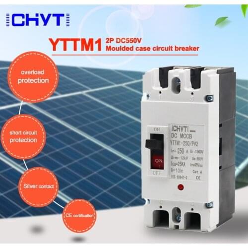 ICHYTI YTTMI-250/PV2 Moulded Case Circuit Breaker Switch 2P 550V 160A 200A 250A DC MCCB Solar Battery Main Switch