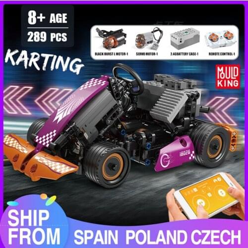 MOULD KING Technical Motorized Go-Kart Racing Car Creative City Speed Vehicle Model Building Blocks Bricks Toys Education Gift