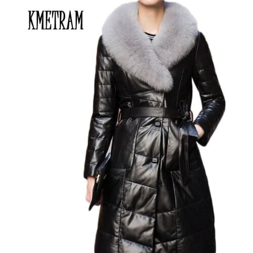 New 100% Natural Fox Fur Collar Winter Jacket Women 2020 European Style Genuine Sheepskin Leather Jacket Casaco Feminino WUJ0772