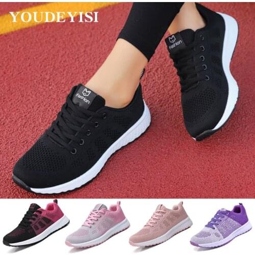 2020 Sneakers Women Shoes Flats Casual Ladies Shoes Woman Lace-Up Mesh Light Breathable Female zapatillas de deporte para mujer