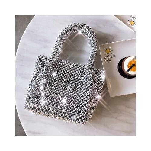 Hand-woven Pearl Womens Bags Beaded Women Handbag Designer Shoulder Crossbody Bag Phone Bag Ladies Hand Bags Purse Clutch 2019