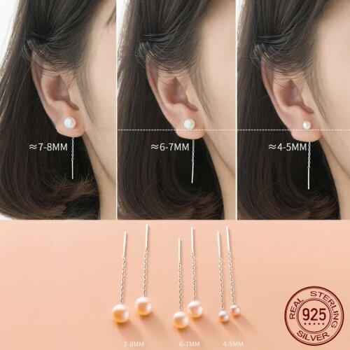 La Monada Imitation Pearl Dangle Women Drop Silver Earrings 925 Sterling Silver Fine Jewelry For Women Hanging Korean Earrings