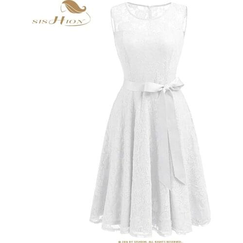 SISHION Women White Dress Sleeveless O Neck Sexy Lace Vintage Party Pink Wine Red Purple Navy Blue Black Dress vestidos VD1014