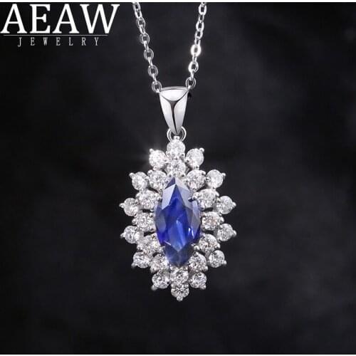 1.35Carat 6x11mm Marquise Shape Set with White Color Moissanite Pendant Test Positive Solid 18k White Gold Gift for Women