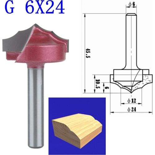 1pcs G-6*24mm(Shank*Blade Width)3D Lace Woodworking CNC Engraving Machine Milling Knife,Wood Cutter Router Bit Knives