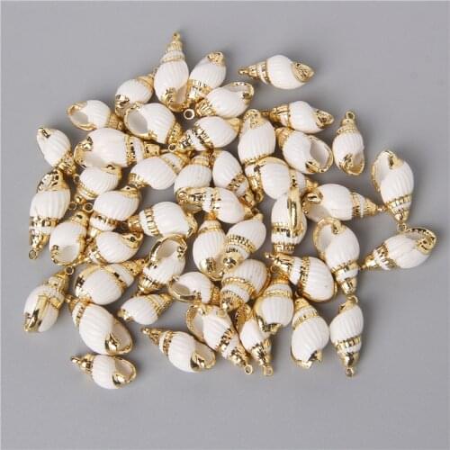 10PCS Natural White Shell Charms Tiny Conch Cowrie Beach Sea Shells Pendant for DIY Jewelry Making Necklace Bracelet Vacation