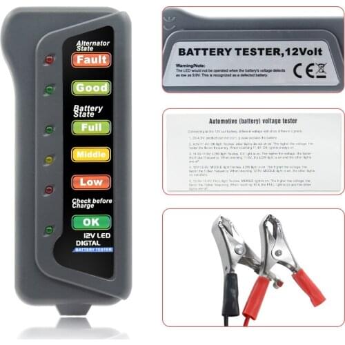 12V Digital Battery Alternator Tester 6 LED Lights Display Auto Car Diagnostic Tool for Cars Vehicle Motorcycle New