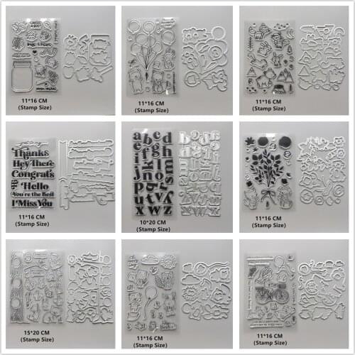 25 Style) 2021 Animals Rabbit Clear Stamps and Metal Cutting Dies DIY Scrapbooking Embossing Album Seal Template Punch Stencils