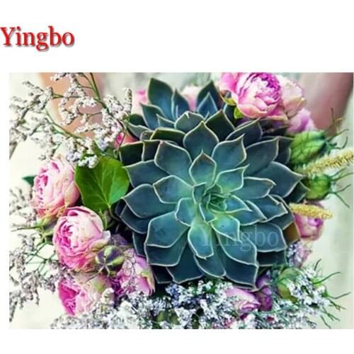 Succulent plant rose flower Diamond embroidery Diy mosaic Diamant painting 5d puzzle handmade crystal Pictures of Rhinestones