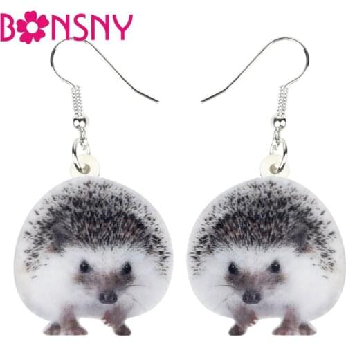 Bonsny Statement Acrylic Cartoon Hedgehog Earrings Drop Dangle Cute Animal Jewelry For Women Girls Teens Gift Accessories Charms