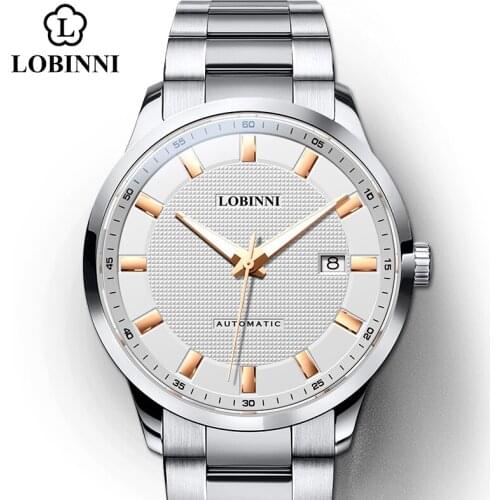 LOBINNI Top Brand Japan Movement Automatic Men Mechanical Watch Business Luxury Stainless Steel Waterproof 50M Male Clock
