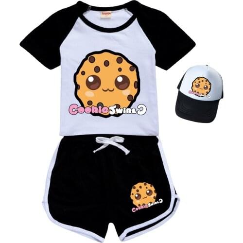 Kids Fashion Clothes COOKIE SWIRL C T-shirt Summer Clothing Sports Set Trend Cartoon Pullovers Boys Girls T Shirts+Pants Outfits