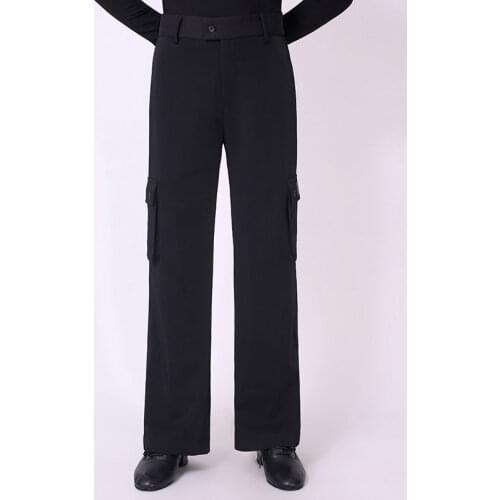 Doubl Latin Dance New Straight Pocket Pants Male Trousers Mens Ballroom Dance Pants Black Practice