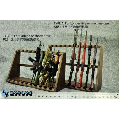 KNL HOBBY Action Figure 1/6 Soldier Scene Accessories ZY TOYS 1/6 Weapon Rack Model Wooden Gun Rack 3rd Generation Improved