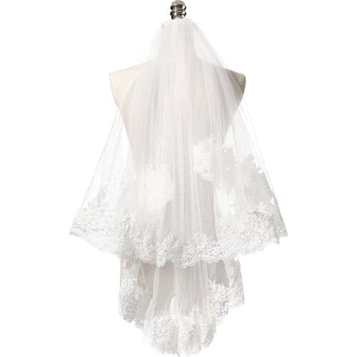 Elegant Wedding Accessories 2 Layer Wedding Veil White Ivory Simple Bridal Veil With Comb Wedding Veil Hot Sale